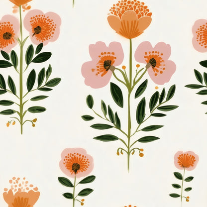 Folk Rose large scale wallpaper pattern repeat