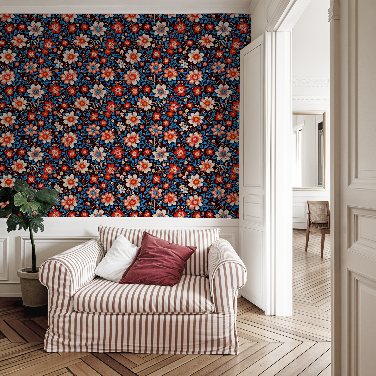 Ikat Earthtone Vintage Wallpaper