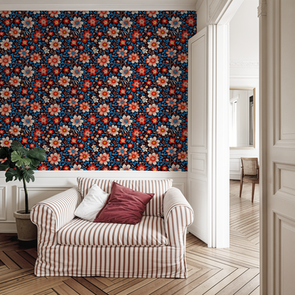 Ikat Earthtone Vintage Wallpaper