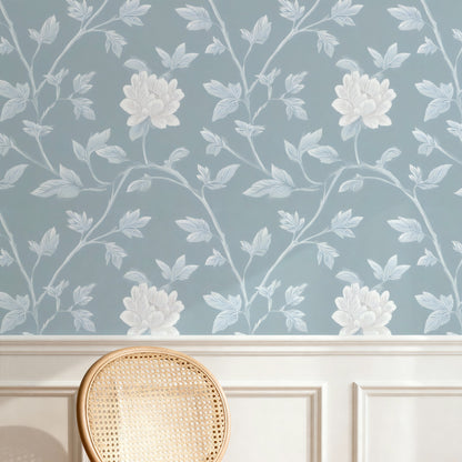 Frosted Vine large scale wallpaper in a styled room