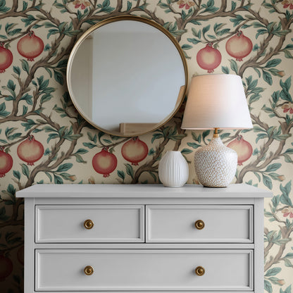Fruit Boughs large scale wallpaper in a styled room
