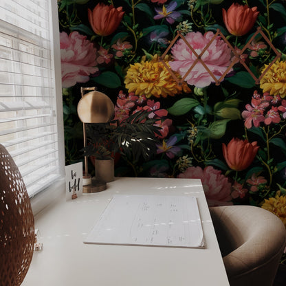 Garden Bouquet large scale wallpaper in a styled room