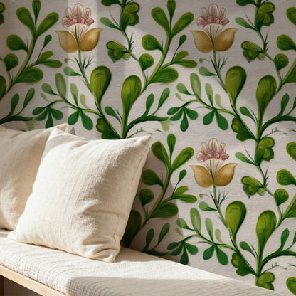 Garden Folk large scale wallpaper in a styled room