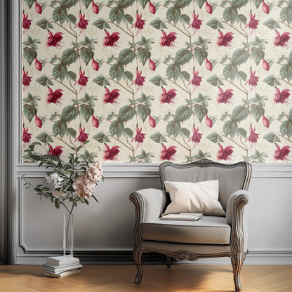 Garnet Fuchsia large scale wallpaper in a styled room