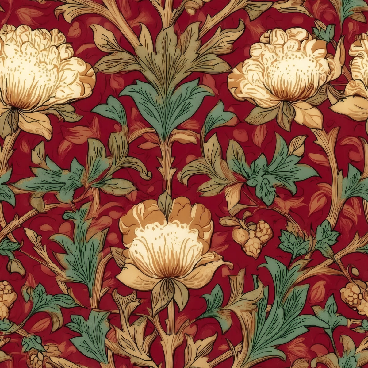 Garnet Peony large scale wallpaper pattern repeat
