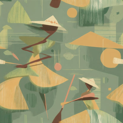 Geometric Paddlers large scale wallpaper pattern repeat