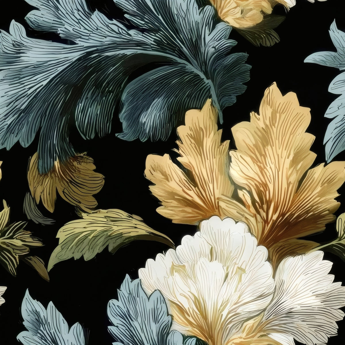 Gilded Acanthus large scale wallpaper pattern repeat