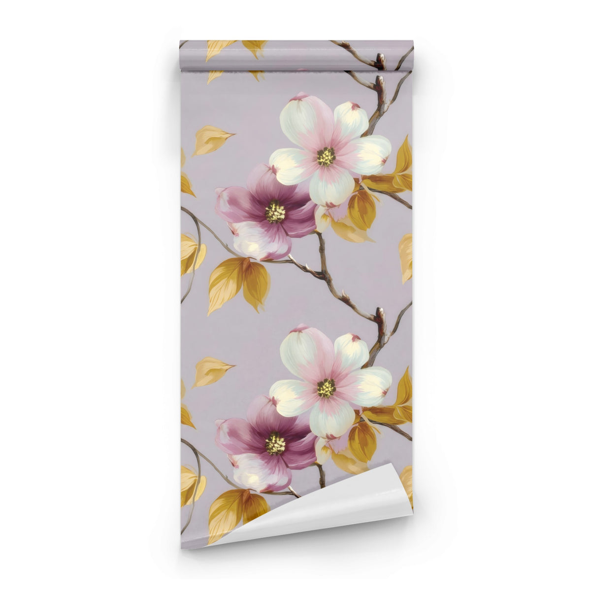 Roll of Gilded Dogwood large scale wallpaper