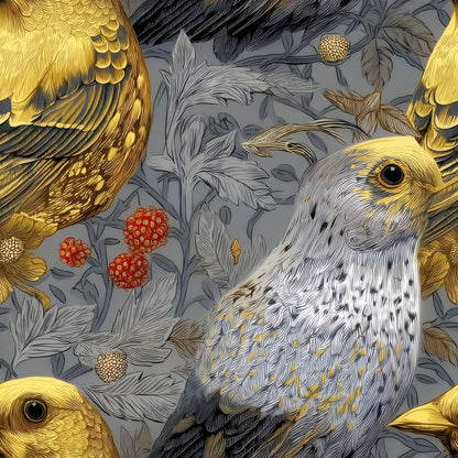 Gilded Finch large scale wallpaper pattern repeat