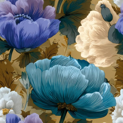 Gold Anemone large scale wallpaper pattern repeat