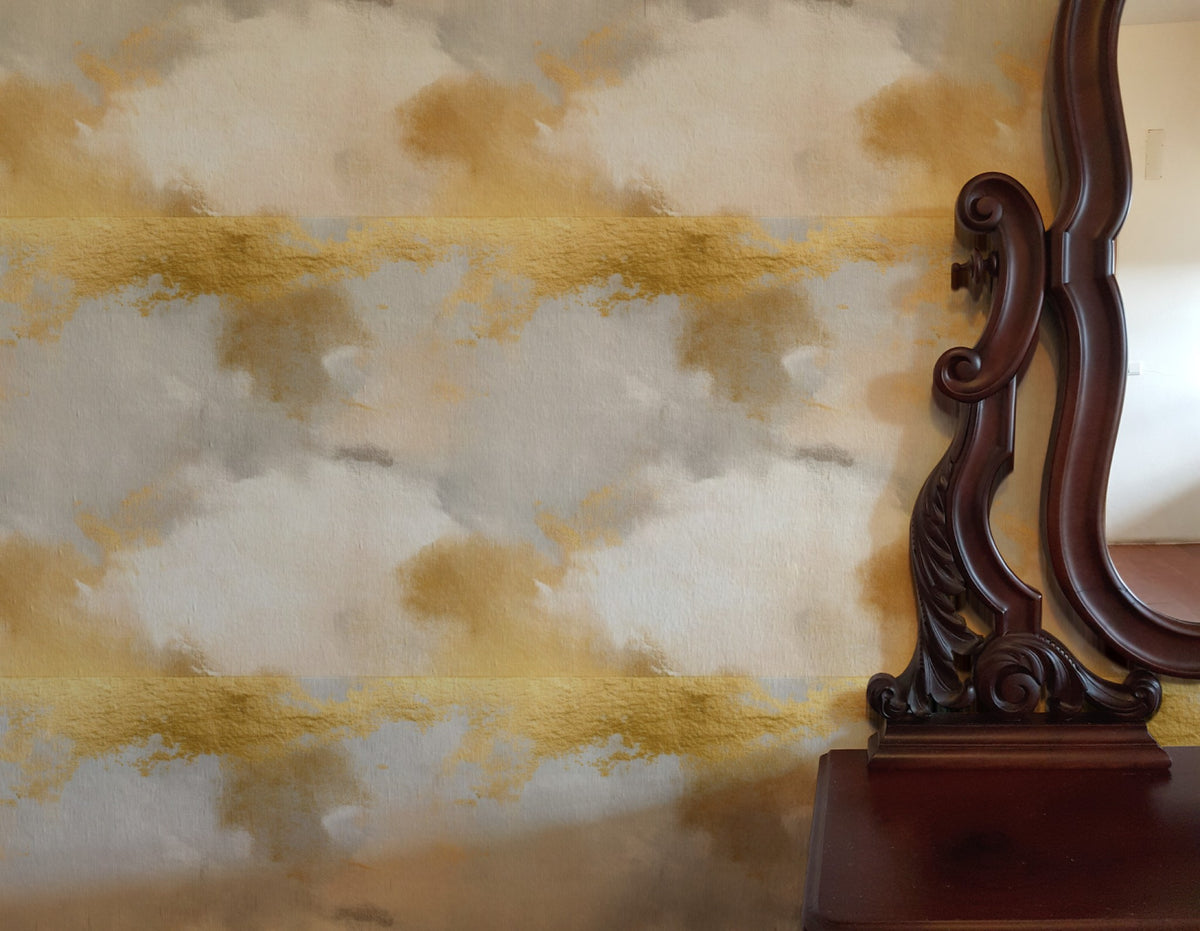 Gold Cloud large scale wallpaper in a styled room