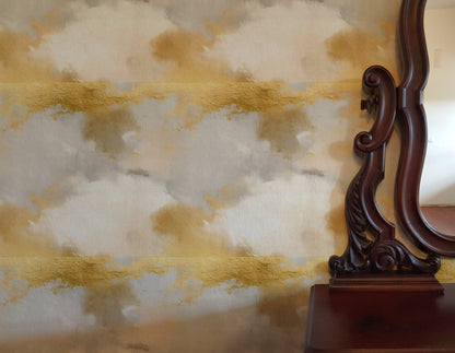 Gold Cloud large scale wallpaper in a styled room