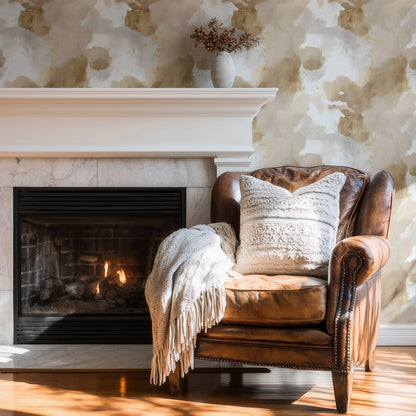 Gold Clouds large scale wallpaper in a styled room