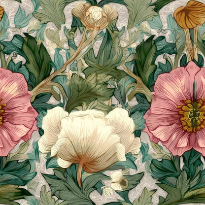 Gold Poppy large scale wallpaper pattern repeat