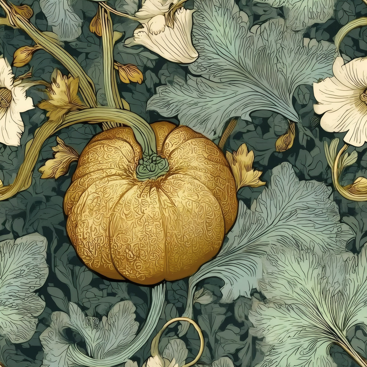 Gold Pumpkin large scale wallpaper pattern repeat