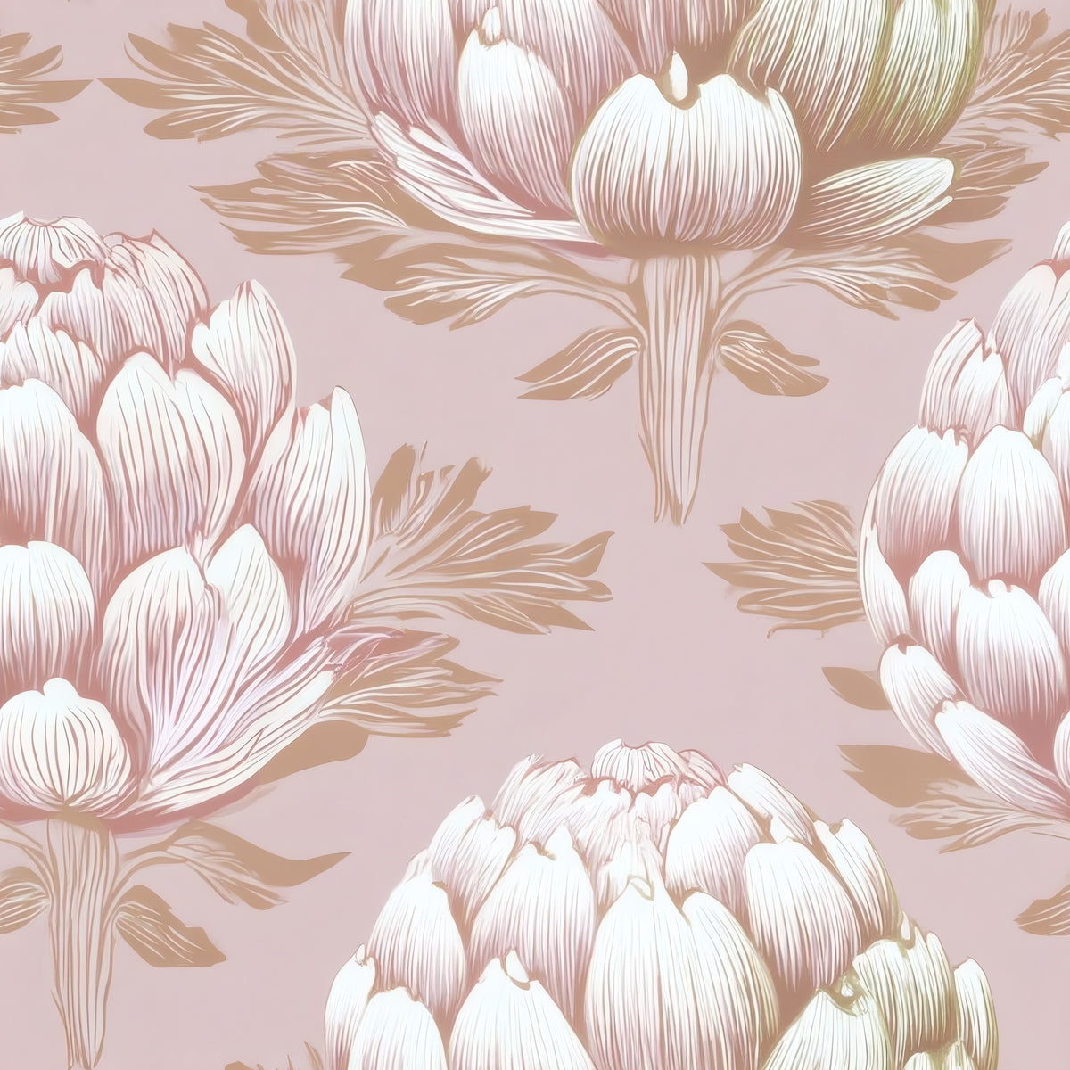 Golden Artichoke large scale wallpaper pattern repeat