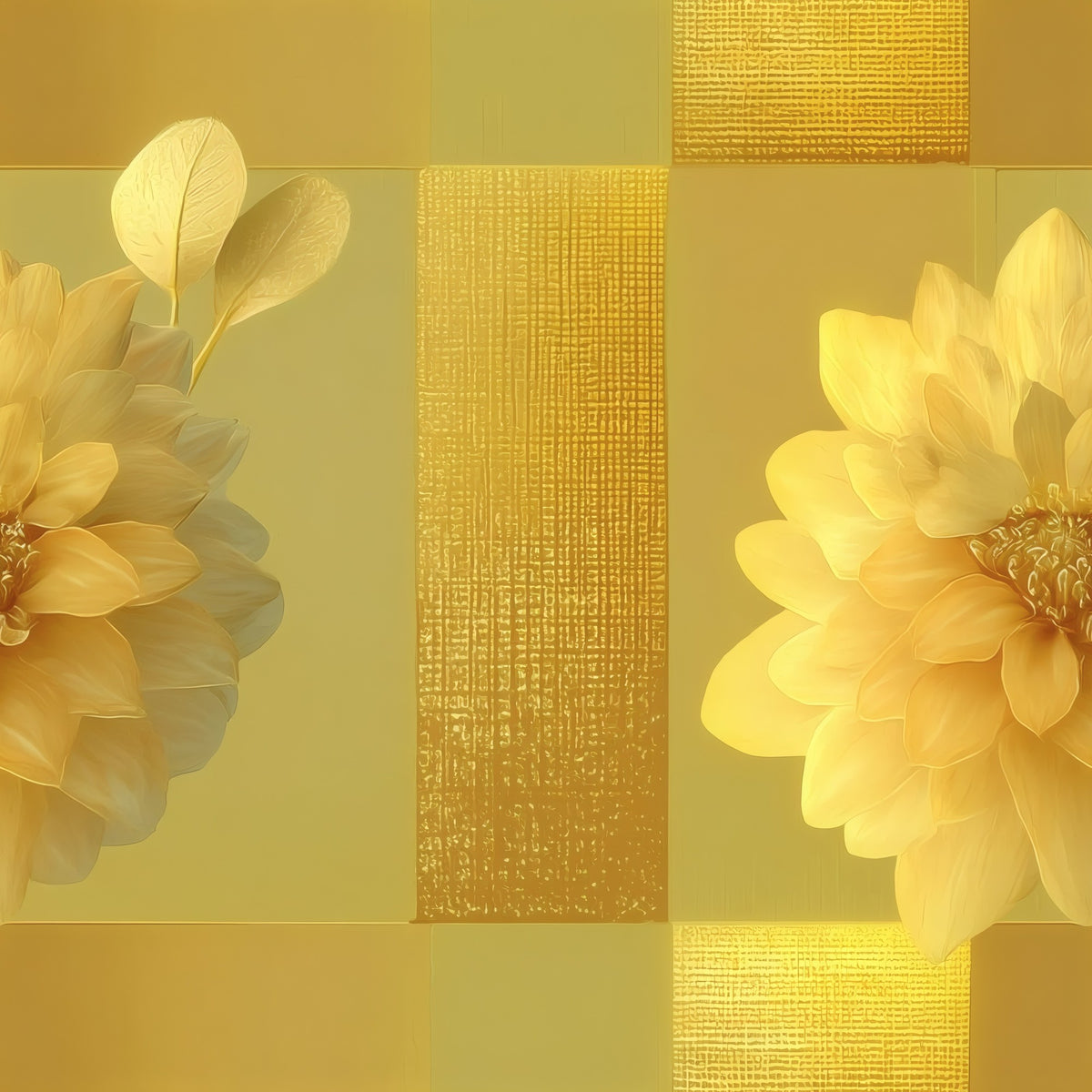 Golden Dahlia large scale wallpaper pattern repeat