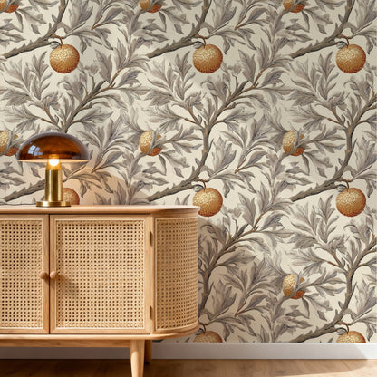 Golden Orchard large scale wallpaper in a styled room