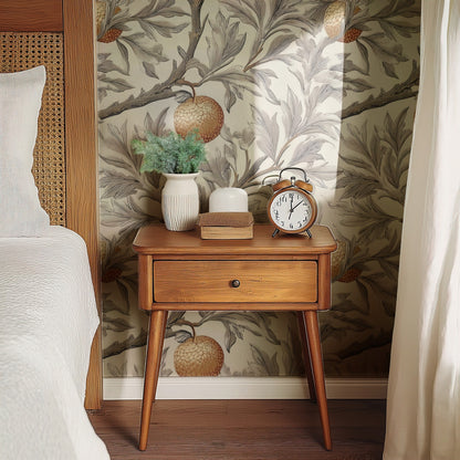 Golden Orchard large scale wallpaper in a styled room
