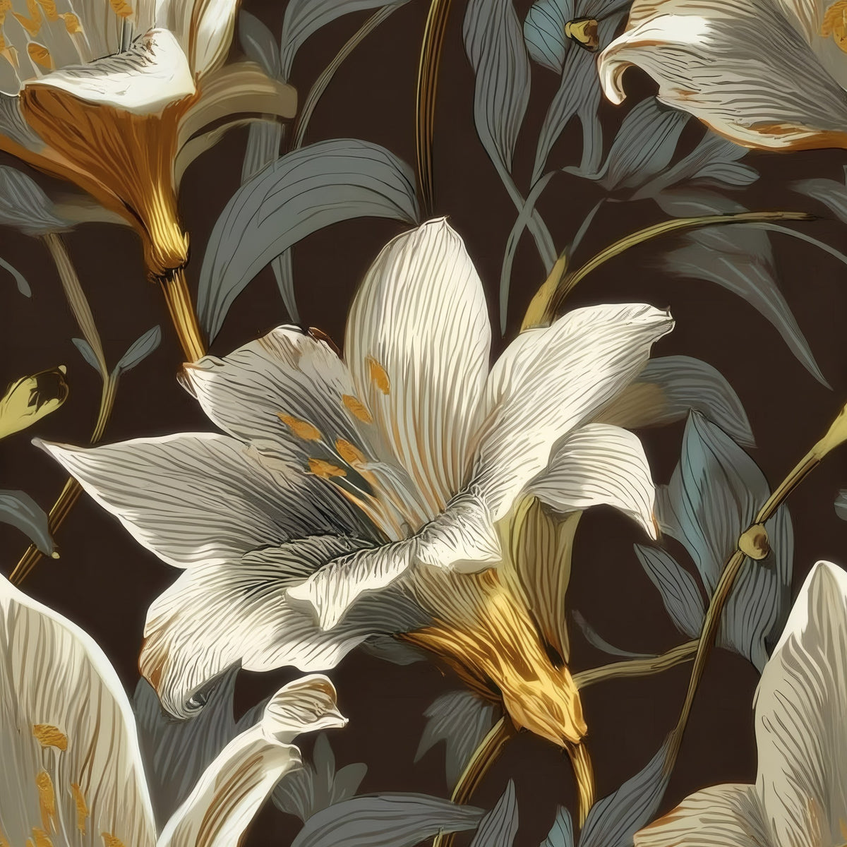 Golden Sunflower large scale wallpaper pattern repeat