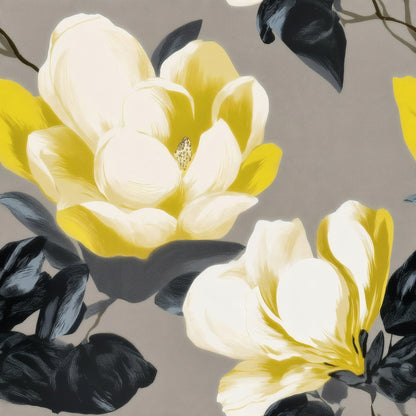 Graphite Magnolia large scale wallpaper pattern repeat