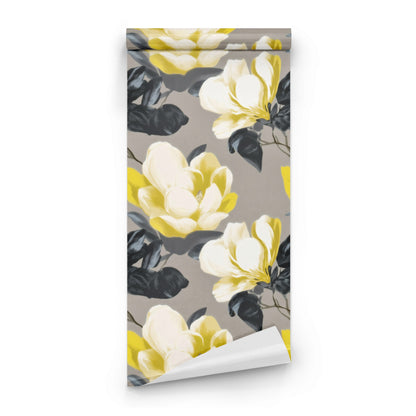 Roll of Graphite Magnolia large scale wallpaper
