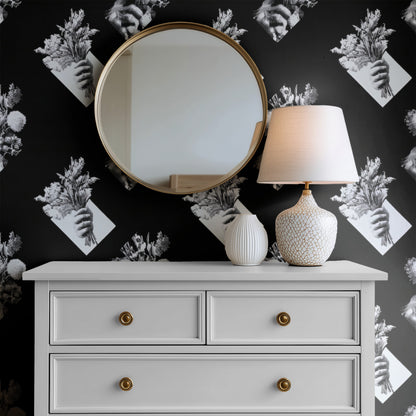 Hand Bouquet large scale wallpaper in a styled room
