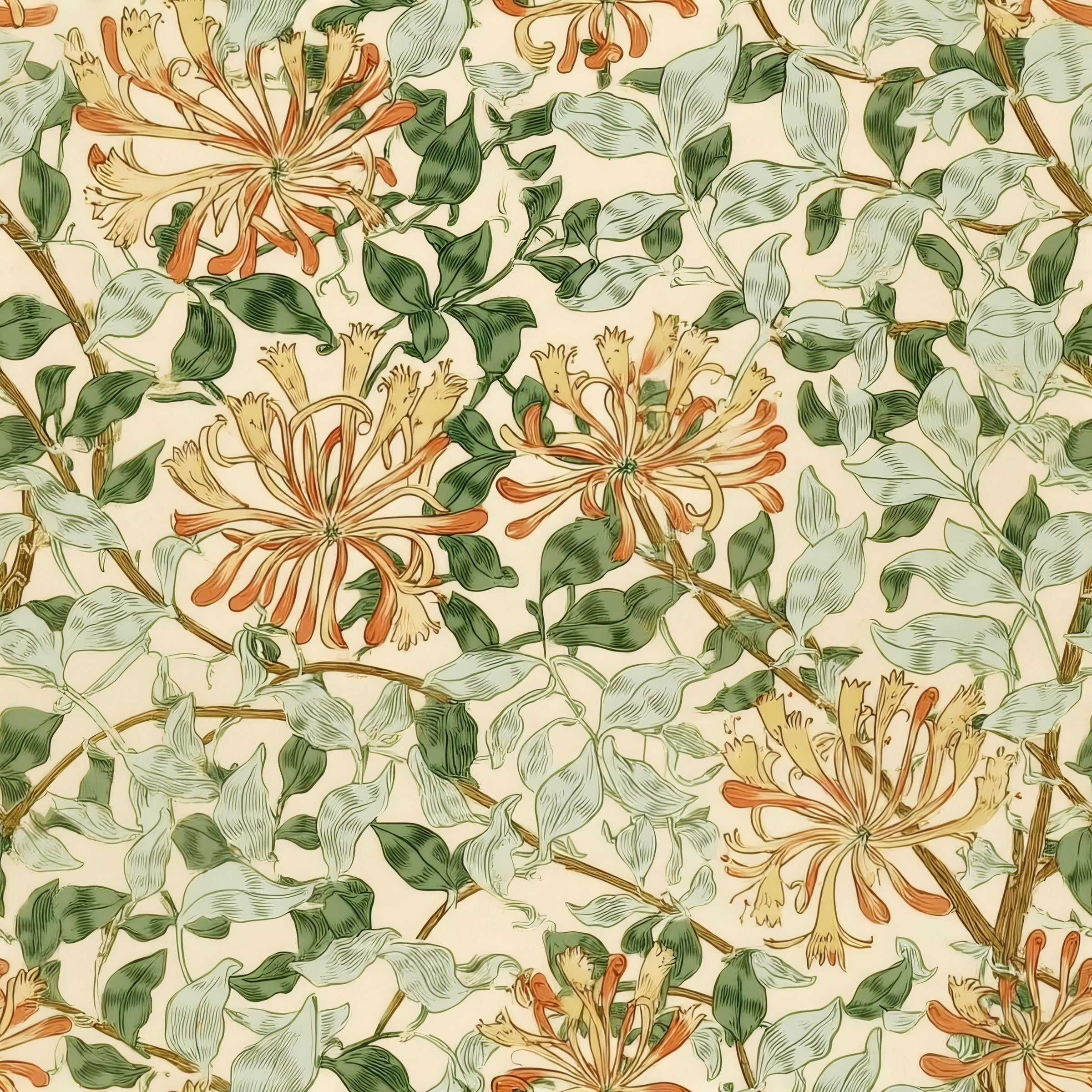 floral wallpaper | William Morris May Honeysuckle Ochre