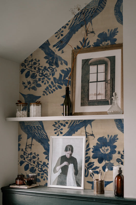Indigo Cardinal wallpaper on a wall — Lifestyle 7 scene