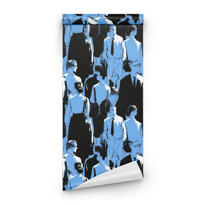 Roll of Indigo Crowd large scale wallpaper