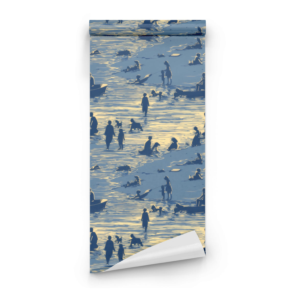 Roll of Indigo Lakeside large scale wallpaper