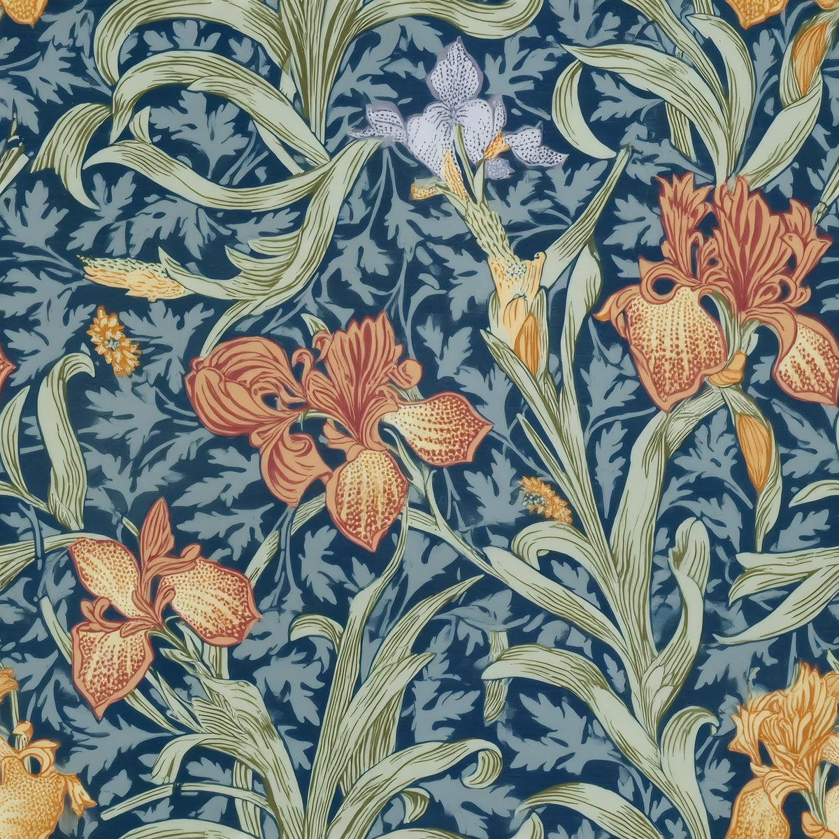 Navy Wallpaper | William Morris Iris Navy