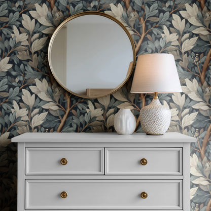 Ivory Branch large scale wallpaper in a styled room