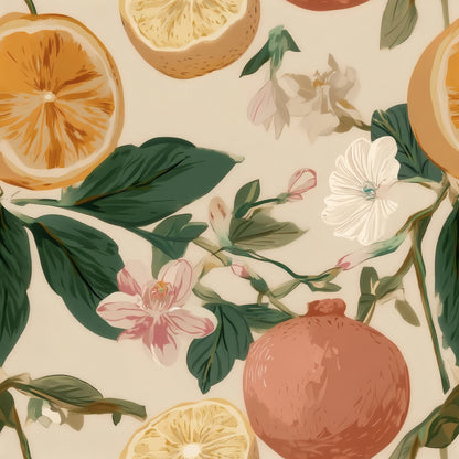 Ivory Citrus large scale wallpaper pattern repeat