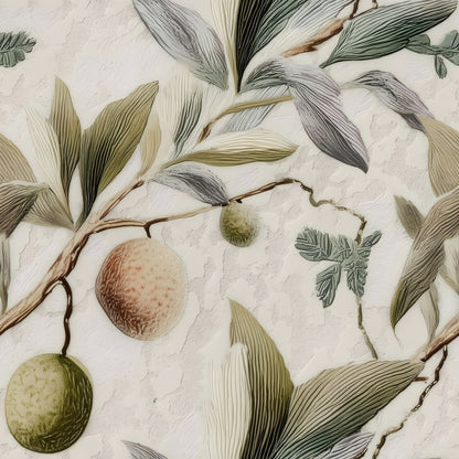 Ivory Olive large scale wallpaper pattern repeat