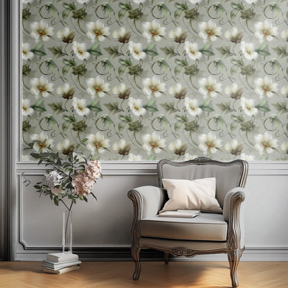 Ivy Bloom large scale wallpaper in a styled room