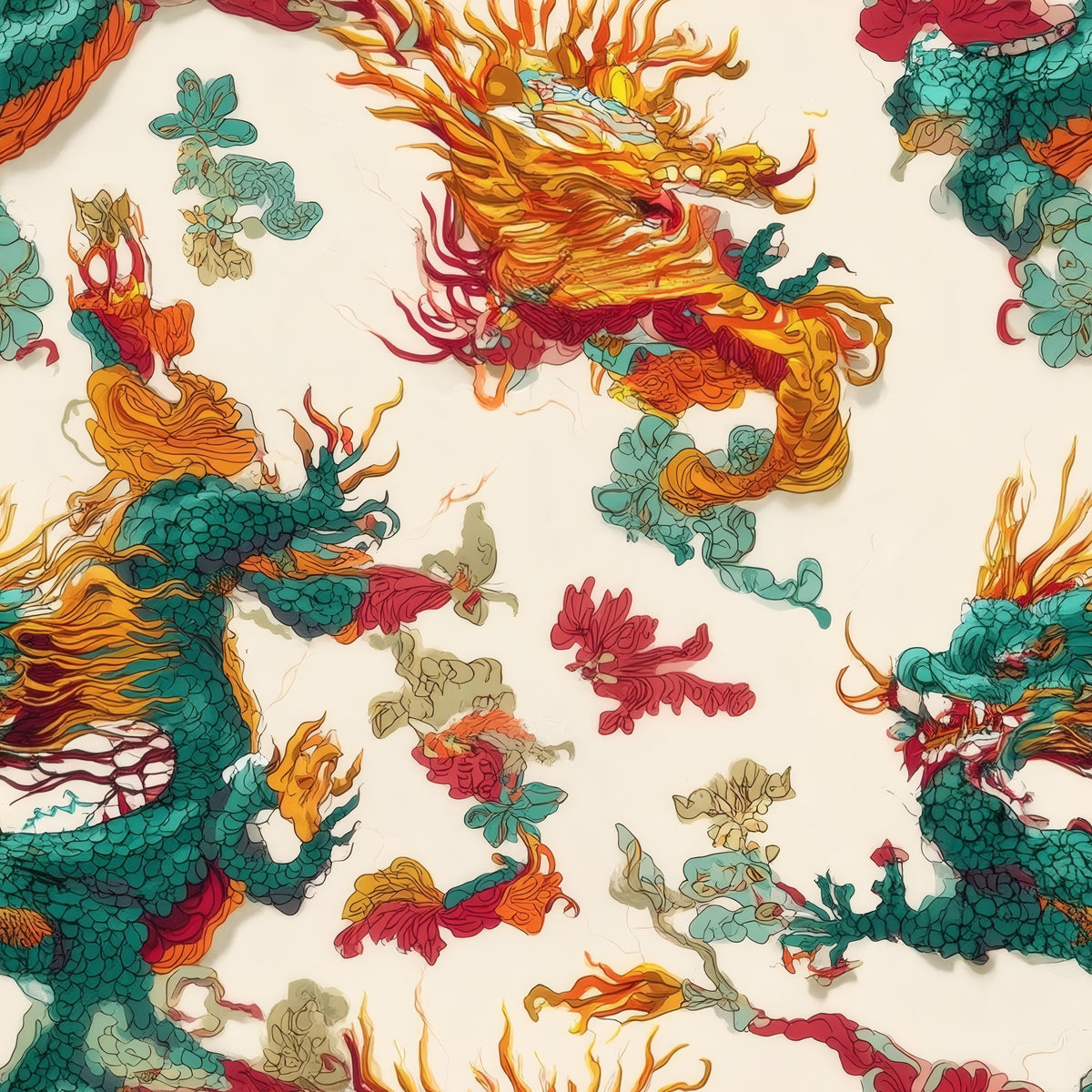 Jade Serpent large scale wallpaper pattern repeat
