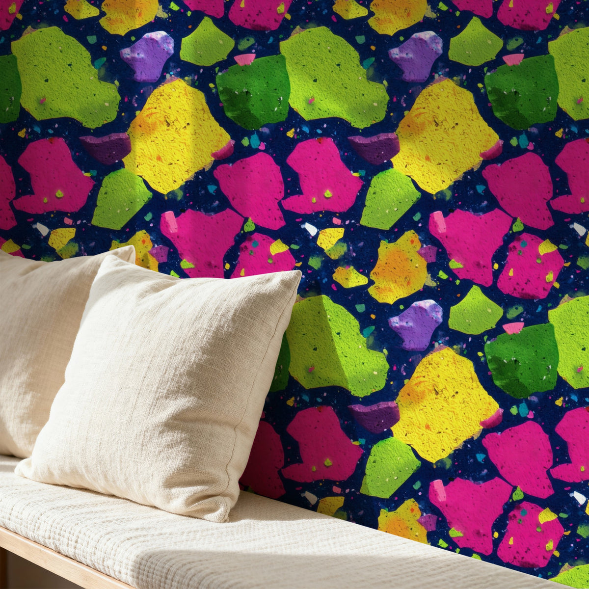 Jewel Terrazzo large scale wallpaper in a styled room