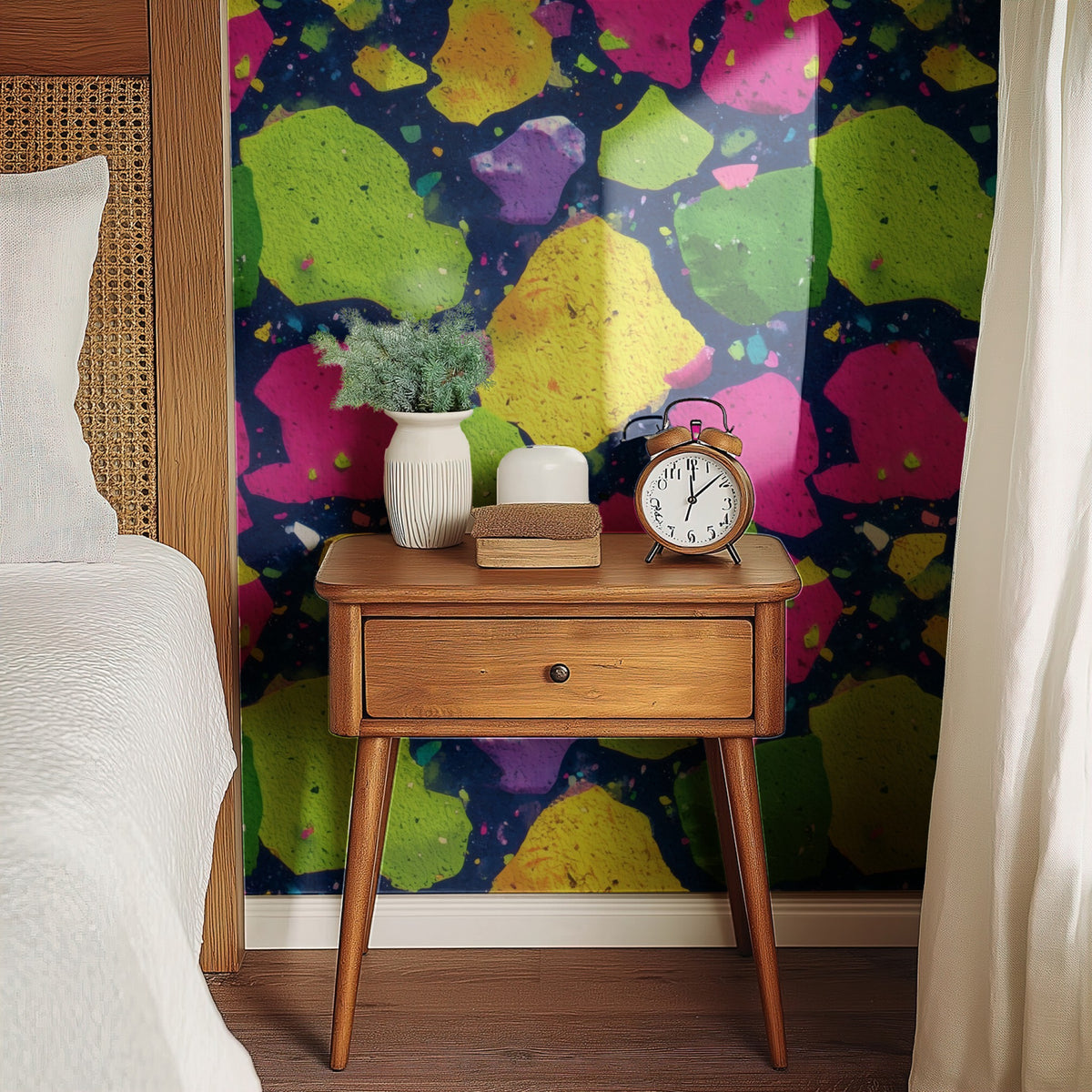 Jewel Terrazzo large scale wallpaper in a styled room