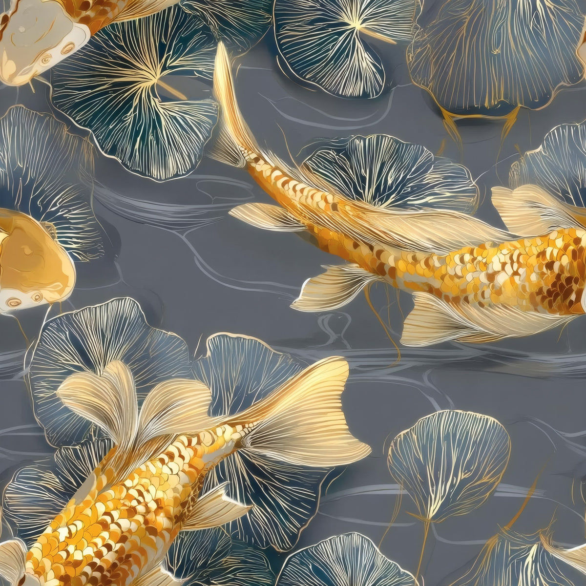 Koi Pond large scale wallpaper pattern repeat