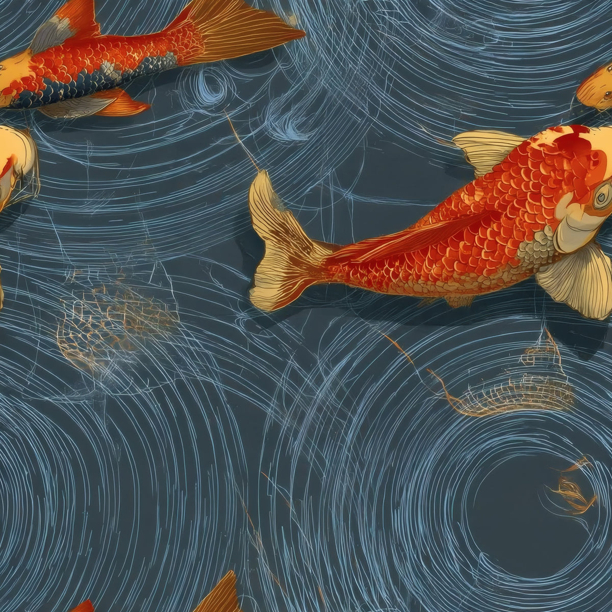 Koi Ripples large scale wallpaper pattern repeat