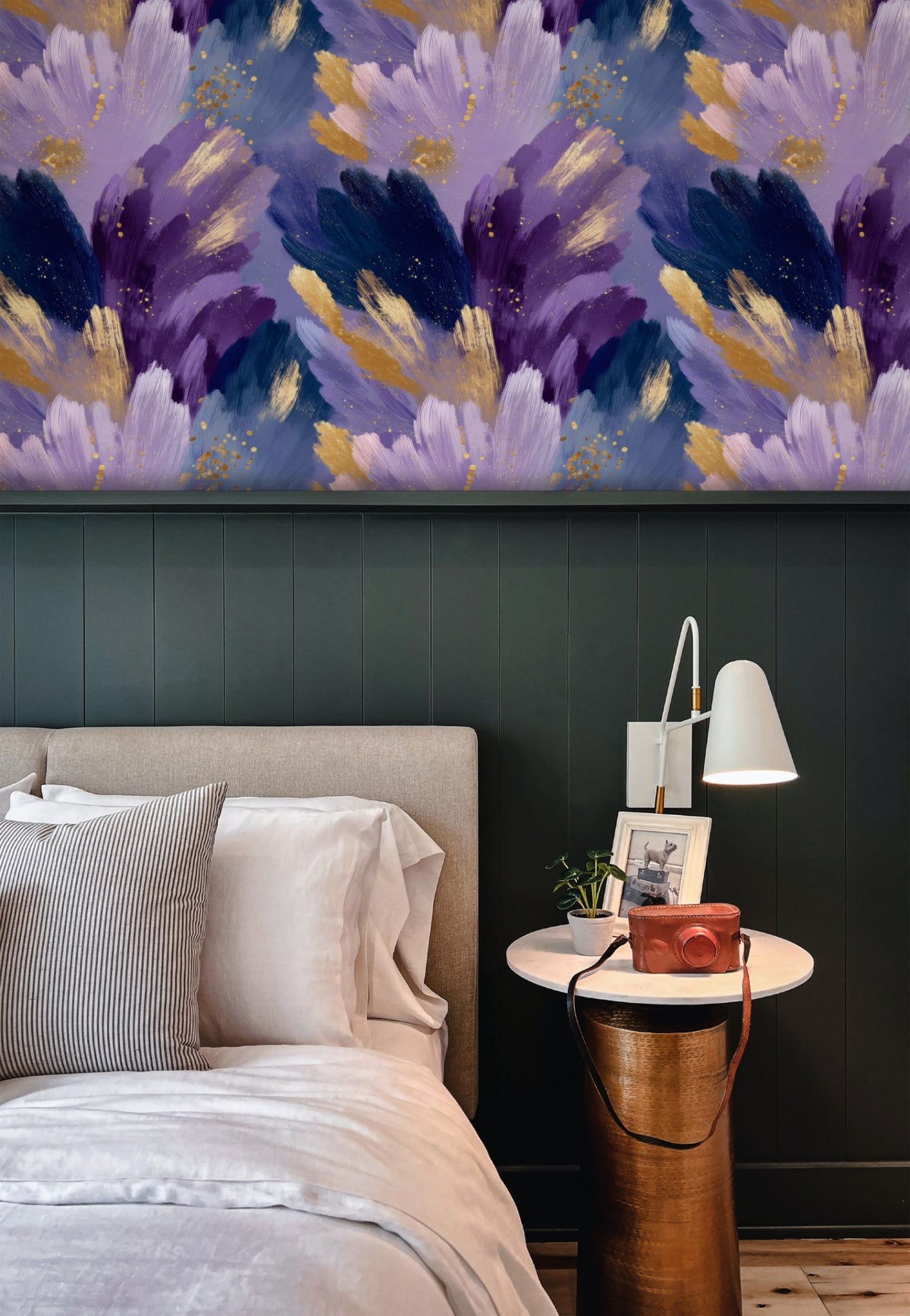 Lavender Sweep large scale wallpaper in a styled room