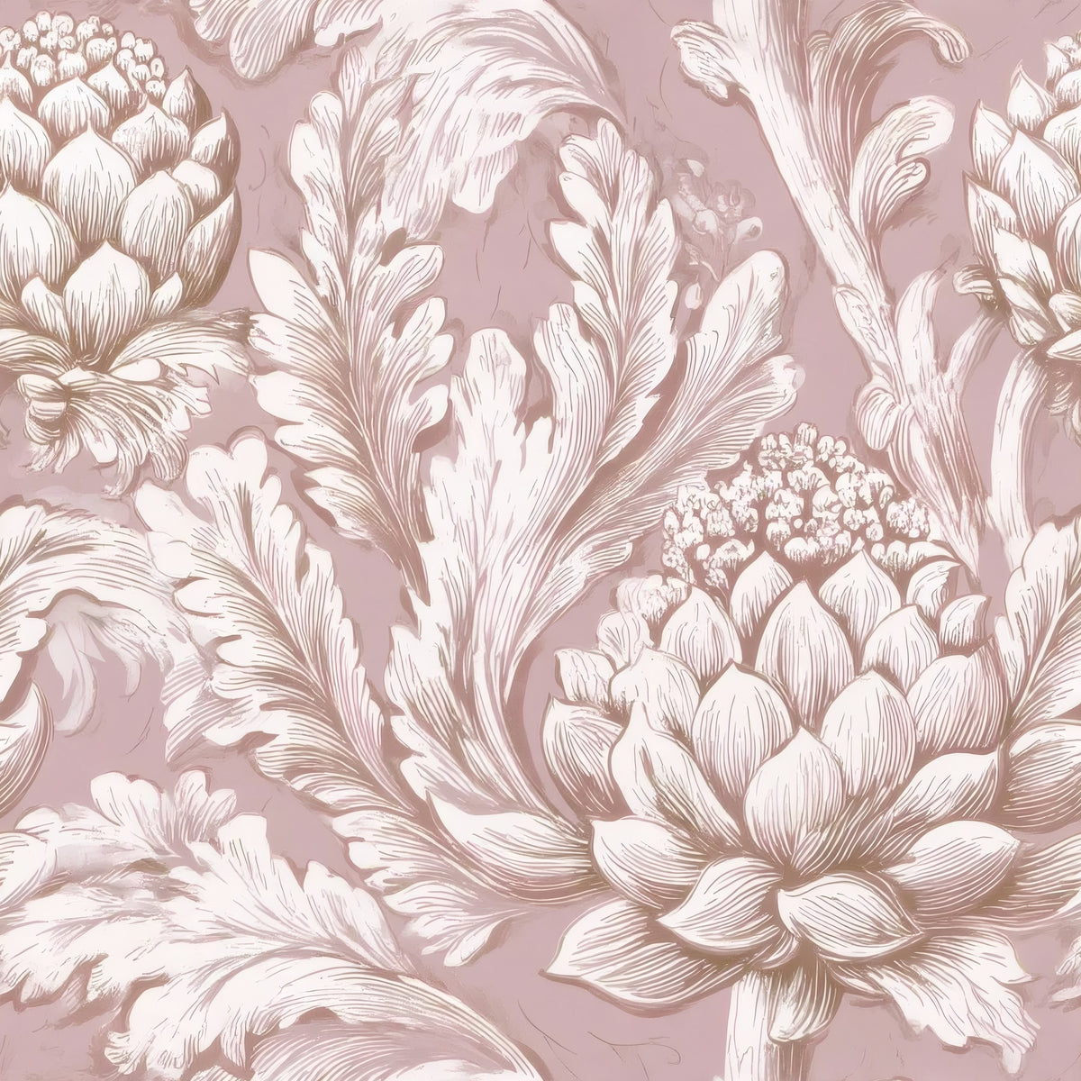 Leafy Damask large scale wallpaper pattern repeat