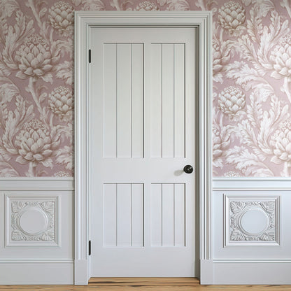 Leafy Damask large scale wallpaper in a styled room