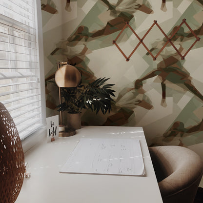 Leaping Athletes large scale wallpaper in a styled room