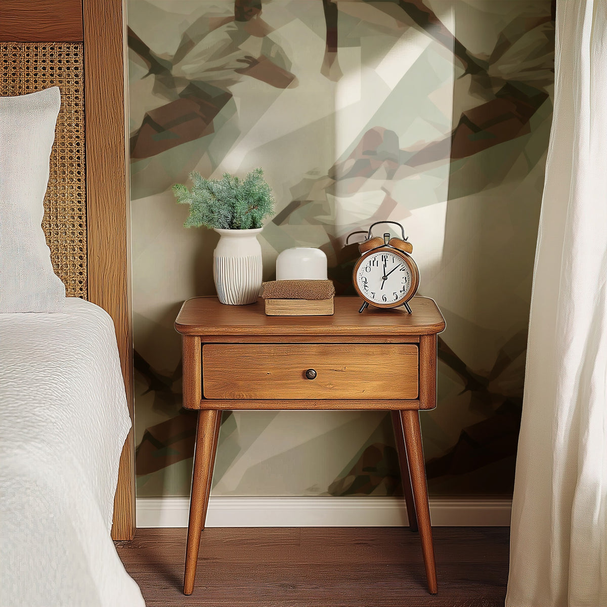Leaping Athletes large scale wallpaper in a styled room
