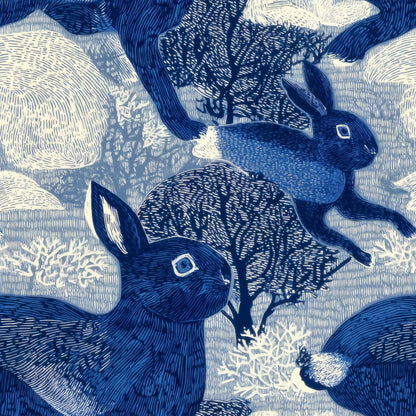 Leaping Hares large scale wallpaper pattern repeat
