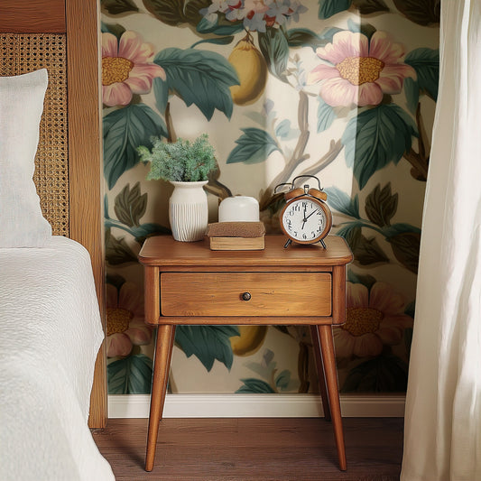 Lemon Grove large scale wallpaper in a styled room