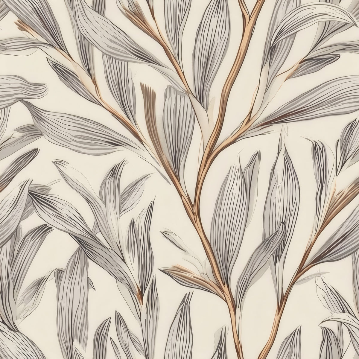 Linen Fronds large scale wallpaper pattern repeat