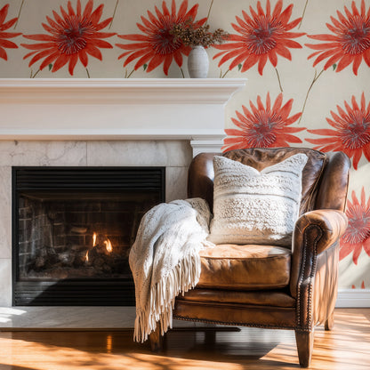 Lone Aster large scale wallpaper in a styled room